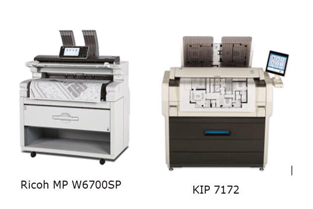 Comparing the Ricoh MP W6700 vs the KIP 7172 Large Format Printers