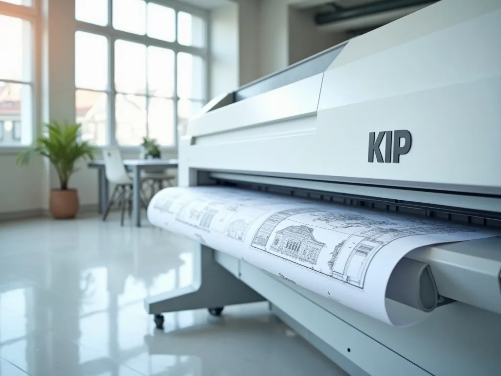 Wide format plotter printing blueprints in a New Jersey office
